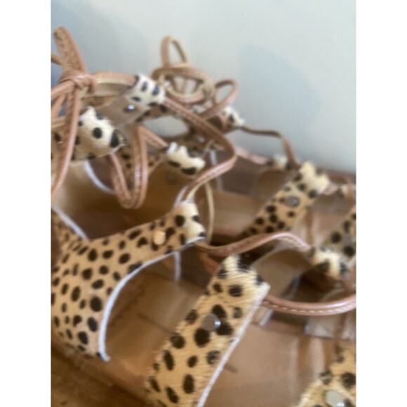 Anthropologie DOLCE VITA Jasmyn Leopard Print Gladiator Sandals Lace Up Size 9 - Picture 4 of 6